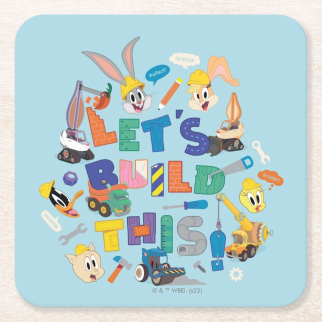 Posavasos Cuadrado De Papel BUGS BUNNY BUILDERS™| "Vamos a construir esto" Col (Anverso)