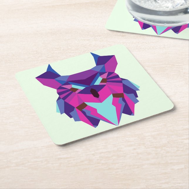 Posavasos Cuadrado De Papel Búho (En perspectiva)