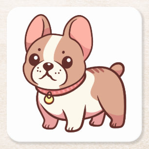 Posavasos Cuadrado De Papel Bulldog Francés Lindo