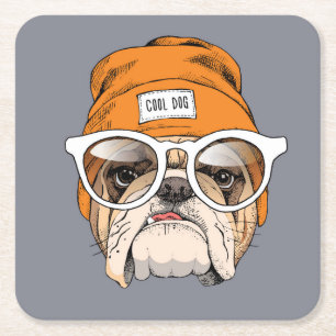 Posavasos Cuadrado De Papel Bulldog fresco del inconformista