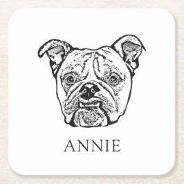 Posavasos Cuadrado De Papel Bulldog inglés antiguo personalizado