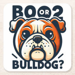 Posavasos Cuadrado De Papel Bulldog lindo y malicioso: Halloween de pop Art