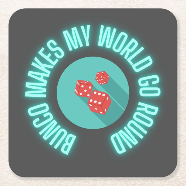 Posavasos Cuadrado De Papel Bunco Hace que mi mundo gire alrededor de Neon (Anverso)