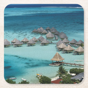 Posavasos Cuadrado De Papel Bungalows del Hotel Beachcomber