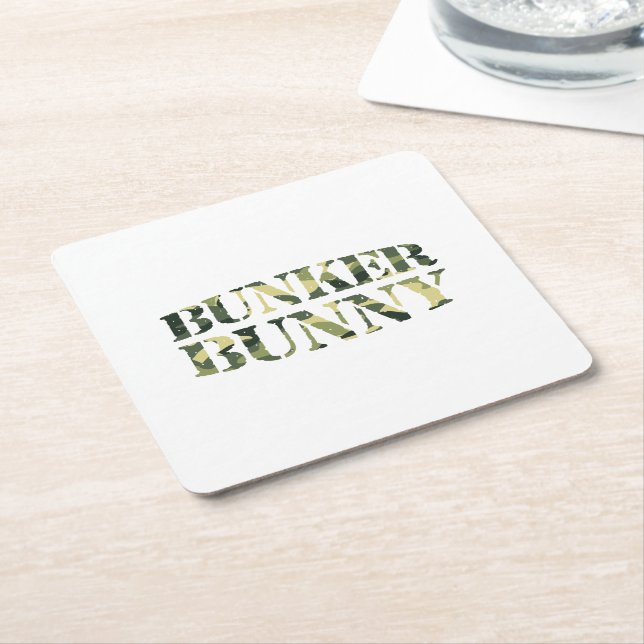POSAVASOS CUADRADO DE PAPEL BUNKER BUNNY CAMO / CAMOUFLAJE (En perspectiva)