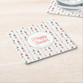 Posavasos Cuadrado De Papel Bunny and Eggs beige