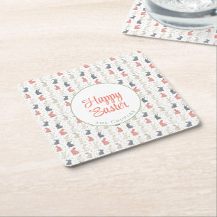 Posavasos Cuadrado De Papel Bunny and Eggs beige