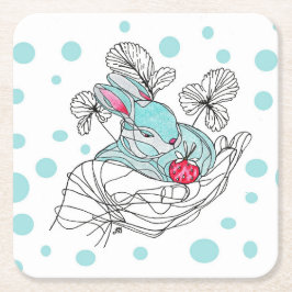 Posavasos Cuadrado De Papel Bunny In Hand Coaster