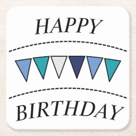 Posavasos Cuadrado De Papel Bunting Divertido Feliz Cumpleaños