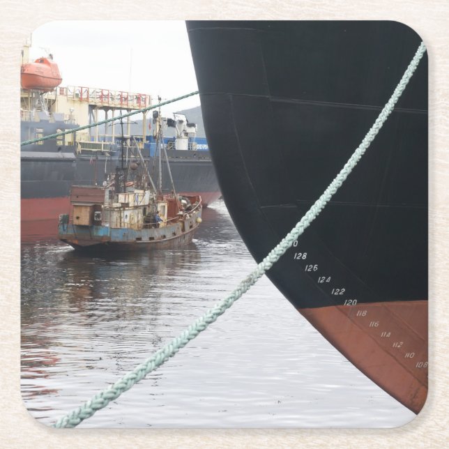 Posavasos Cuadrado De Papel Buques (Anverso)