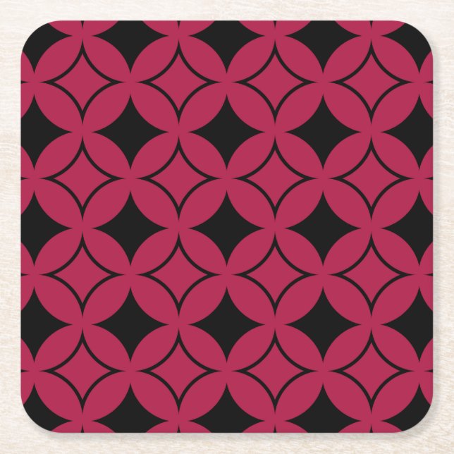 Posavasos Cuadrado De Papel Buques rojos y negros (Anverso)