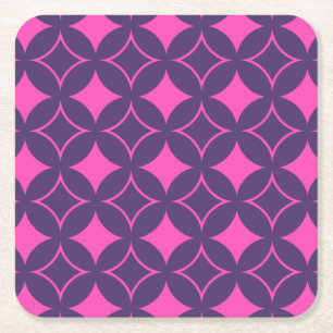 Posavasos Cuadrado De Papel Buques rosa y morado