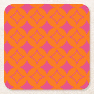 Posavasos Cuadrado De Papel Buques rosa y naranja