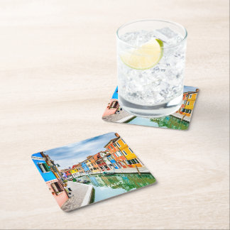 Posavasos Cuadrado De Papel Burano (Italia)