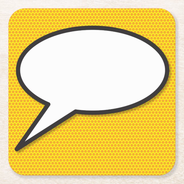 Posavasos Cuadrado De Papel Burbuja de Mensaje de Voz Diversión Retro Cómic (Anverso)