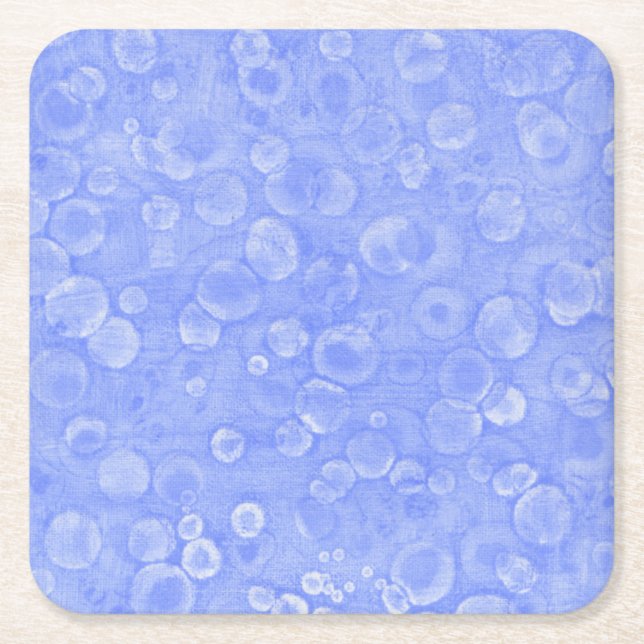 Posavasos Cuadrado De Papel Burbujas Azul Y Blanca (Anverso)