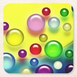 Posavasos Cuadrado De Papel Burbujas coloridas