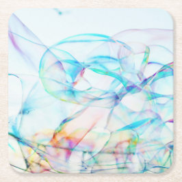 Posavasos Cuadrado De Papel burbujas fondo cielo azul burbuja mínima