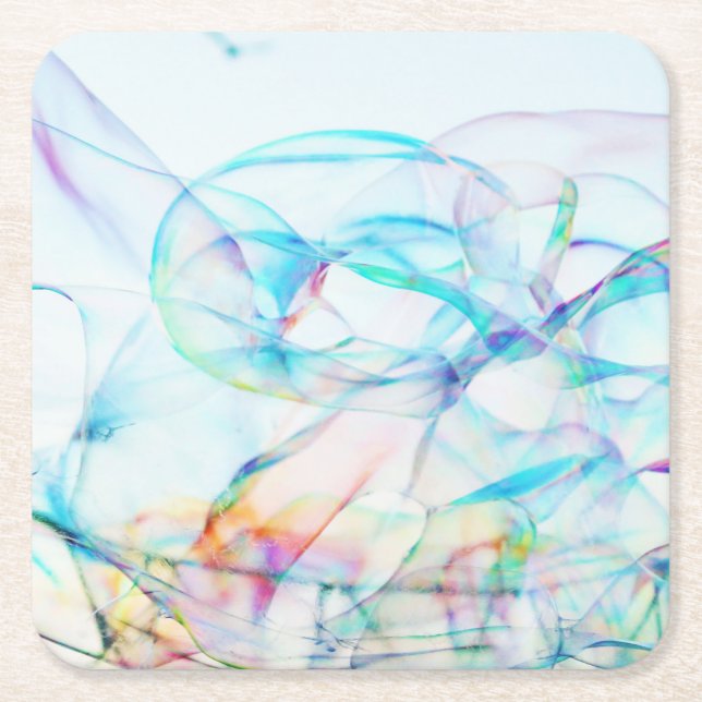 Posavasos Cuadrado De Papel burbujas fondo cielo azul burbuja mínima (Anverso)