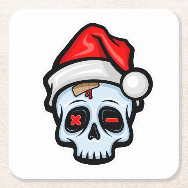 Posavasos Cuadrado De Papel Burla de Navidades divertidos, estilo Personalizad (Anverso)