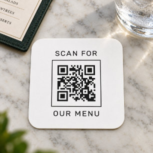 Posavasos Cuadrado De Papel Buscar nuestro Personalizado de menú Código QR y l
