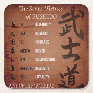 POSAVASOS CUADRADO DE PAPEL BUSHIDO VIRTUES