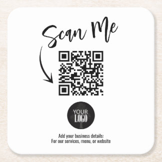 Posavasos Cuadrado De Papel Business QR Code Scan Me Simple