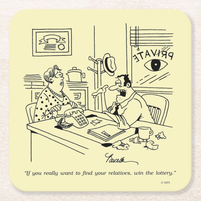 Posavasos Cuadrado De Papel Búsqueda de parientes (Anverso)