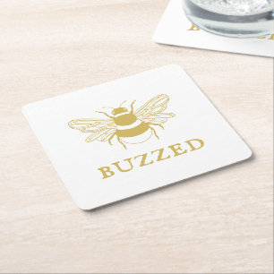 Posavasos Cuadrado De Papel Buzzed Funny Bee
