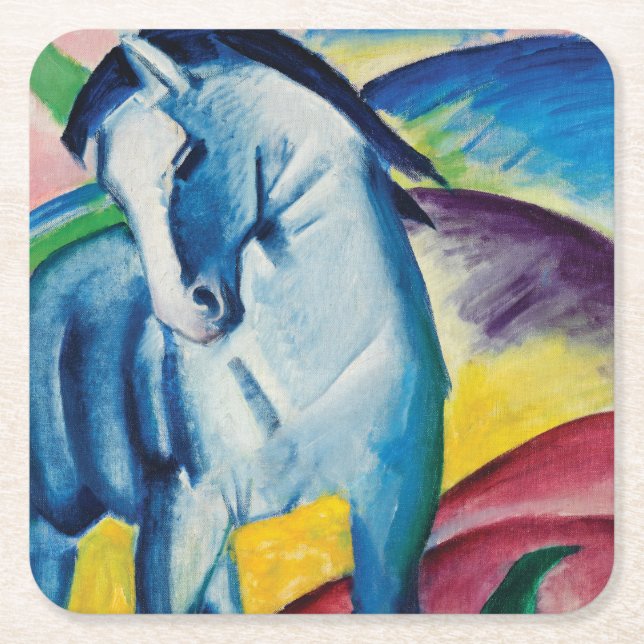 Posavasos Cuadrado De Papel Caballo azul I de Franz Marc (Anverso)