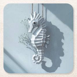 Posavasos Cuadrado De Papel Caballo de mar