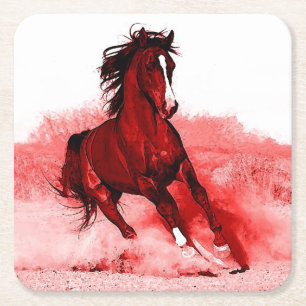 Posavasos Cuadrado De Papel Caballo en marcha