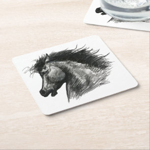 Posavasos Cuadrado De Papel Caballo Salvaje Fiero