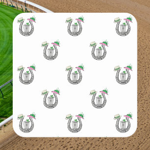 Posavasos Cuadrado De Papel Caballos Elegantes Sombreros de Fantasía Mint Jule