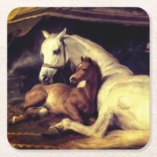 Posavasos Cuadrado De Papel Caballos Landseer
