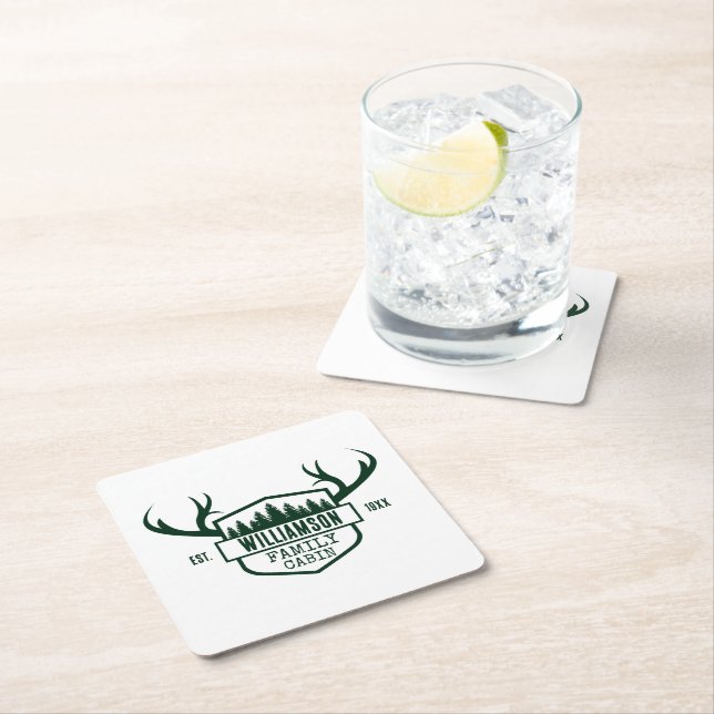 Posavasos Cuadrado De Papel cabaña de personalizado (In situ)