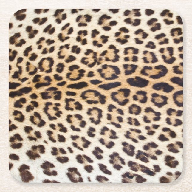 Posavasos Cuadrado De Papel Cabello leopardo (Anverso)