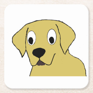 Posavasos Cuadrado De Papel Cabeza de dibujos animados de labrador amarillo LT
