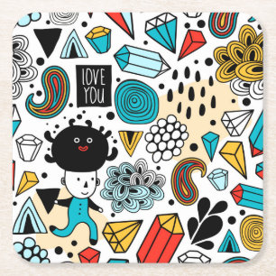 Posavasos Cuadrado De Papel Cabeza loca