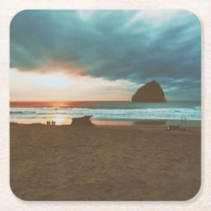 Posavasos Cuadrado De Papel Cabo Kiwanda - Ciudad del Pacífico - OR