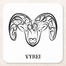 Posavasos Cuadrado De Papel Cabra/oveja tribal negra y blanca