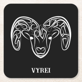 Posavasos Cuadrado De Papel Cabra/oveja tribal negra y blanca