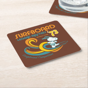 Posavasos Cuadrado De Papel Cacahuetes   Concurso Snoopy Surfboard Longboard