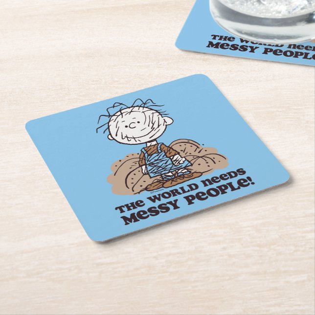 Posavasos Cuadrado De Papel Cacahuetes | Pigpen ¡El Mundo Necesita Gente Desor (En perspectiva)
