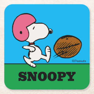 Posavasos Cuadrado De Papel Cacahuetes   Snoopy Football Kicker