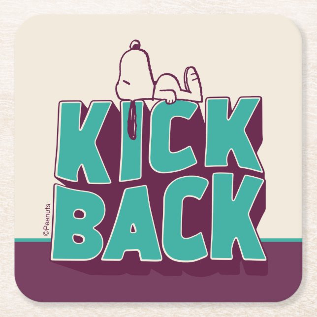 Posavasos Cuadrado De Papel Cacahuetes | Snoopy Kickback (Anverso)