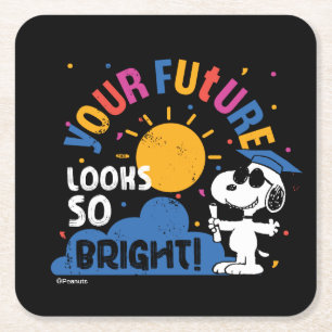 Posavasos Cuadrado De Papel Cacahuetes Snoopy Tu Futuro Se Ve Tan Brillante