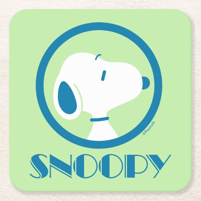 Posavasos Cuadrado De Papel Cacahuetes | Sueños de Deco Azul Snoopy (Anverso)