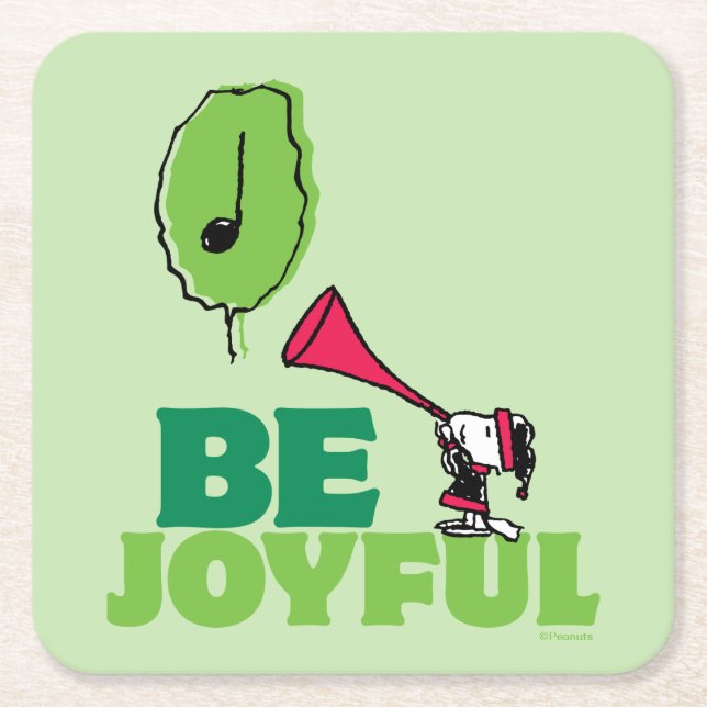 Posavasos Cuadrado De Papel Cacahuetes | Woodstock Be Joyful (Anverso)