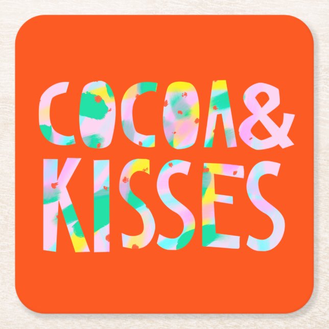 Posavasos Cuadrado De Papel Cacao y Besos (Anverso)